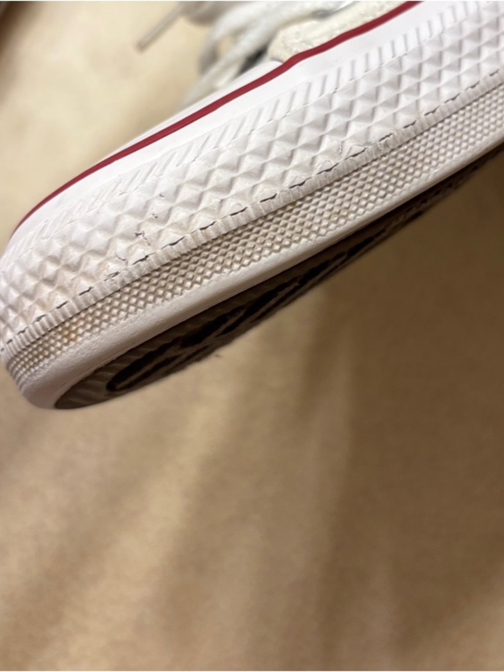 Converse Low Top Sneakers in White with Red Stripe - Picture 7 of 12
